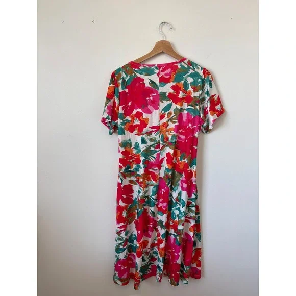 NWT Fantaslook Floral Short Sleeve Dress – Multicolor – Size Large - Picture 4 of 4
